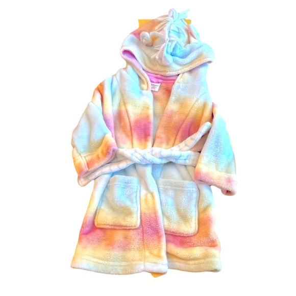 Cat and Jack 2-3T Rainbow Unicorn Hooded Bathrobe - Picture 1 of 8